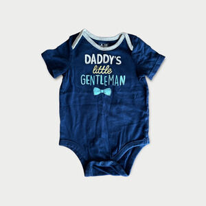 Gap Infant Baby Daddy’s Little Gentlemen Snap Bottom Blue 1pc 6-12mos